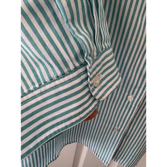 Blair Women Blue Blouse Top Sz XL Cotton Buttons Pullover Long Roll Up Sleeve - Picture 4 of 12